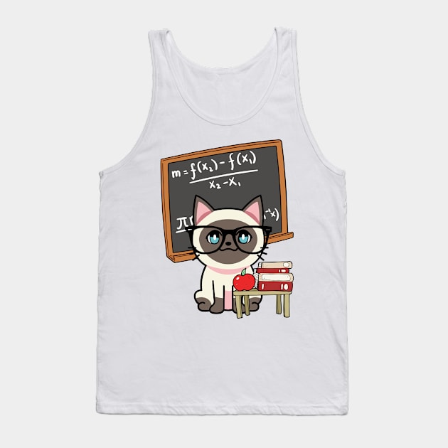 Funny siamese Cat is teaching Tank Top by Pet Station